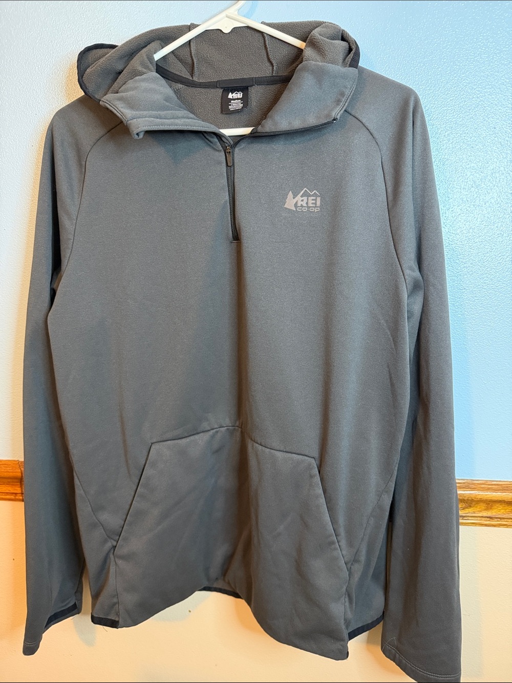 REI Co-op Men's Active Pursuit Tech Hoodie Quarter-Zip Grey Medium